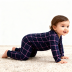 Family Matching Pajamas Blue Plaid Cotton Set