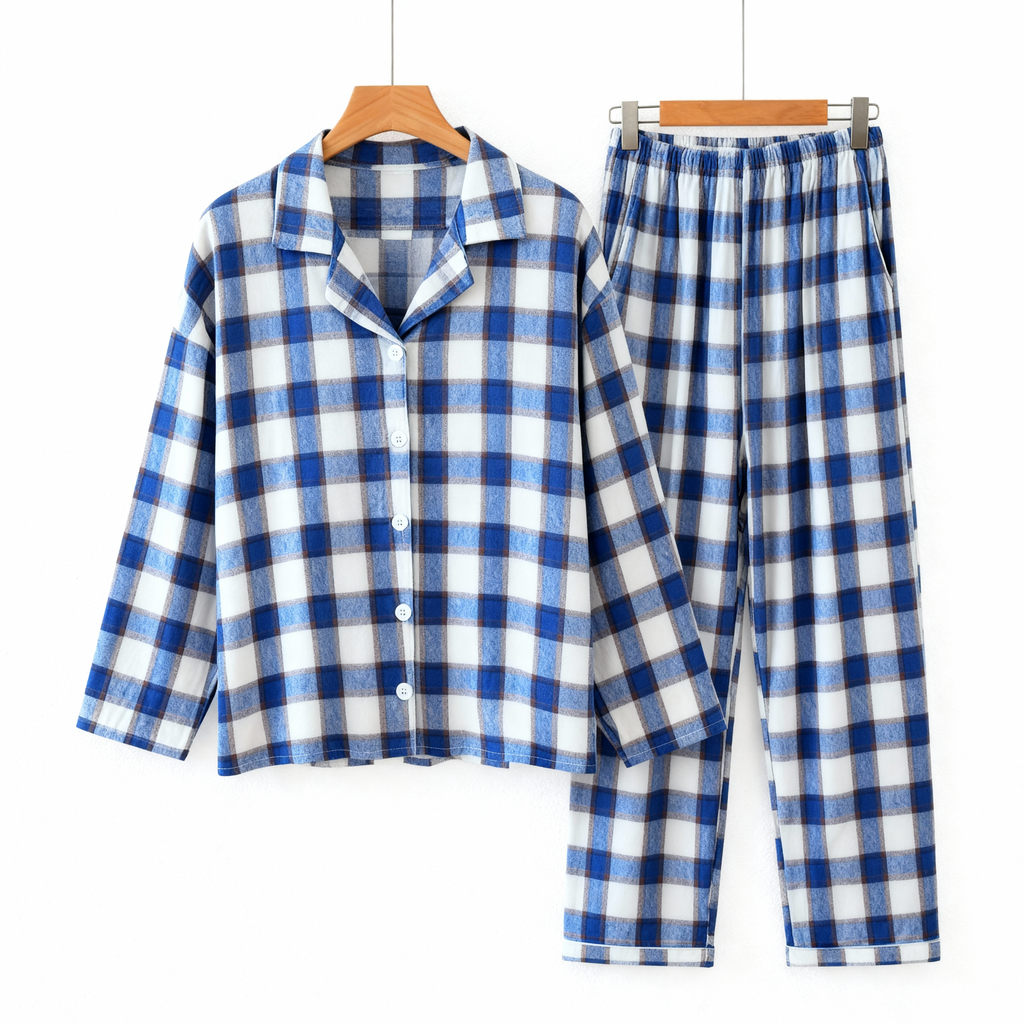 Matching Holiday Pajamas for Family Blue Plaid Set