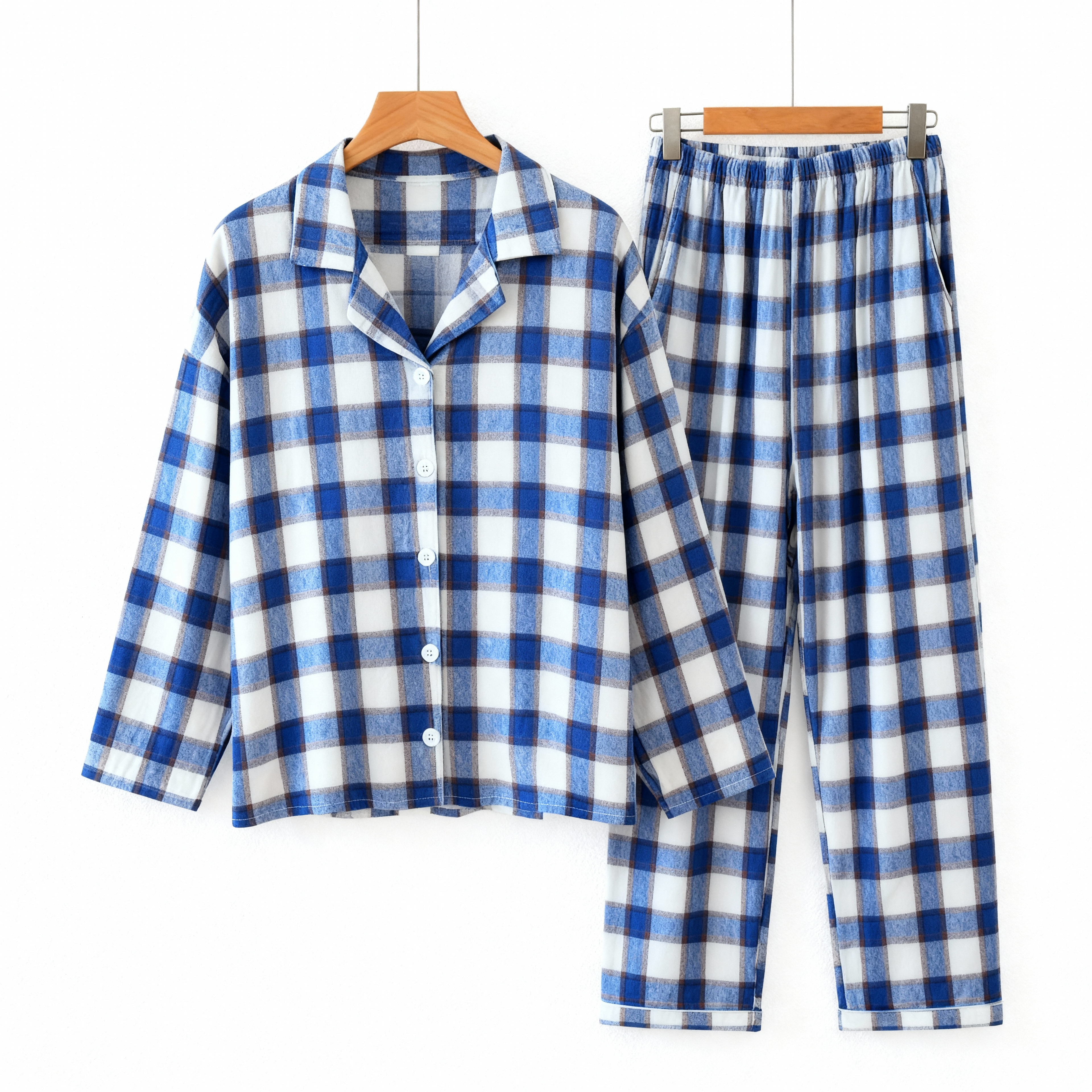 Matching Holiday Pajamas for Family Blue Plaid Set