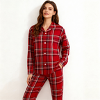 Family Christmas Cotton Red Plaid Pajamas Set