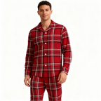 Family Christmas Cotton Red Plaid Pajamas Set