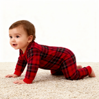 Family Holiday Christmas Cotton Red Plaid Pajamas Set
