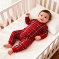 Family Christmas Cotton Red Plaid Pajamas Set