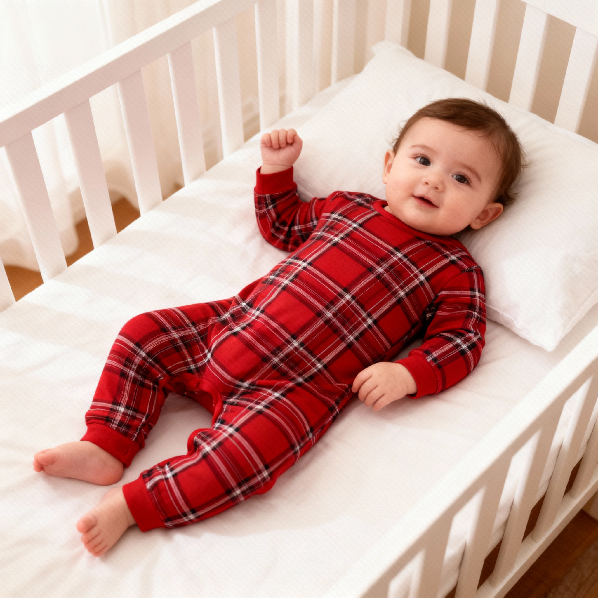 Family Christmas Cotton Red Plaid Pajamas Set