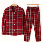 Family Christmas Cotton Red Plaid Pajamas Set