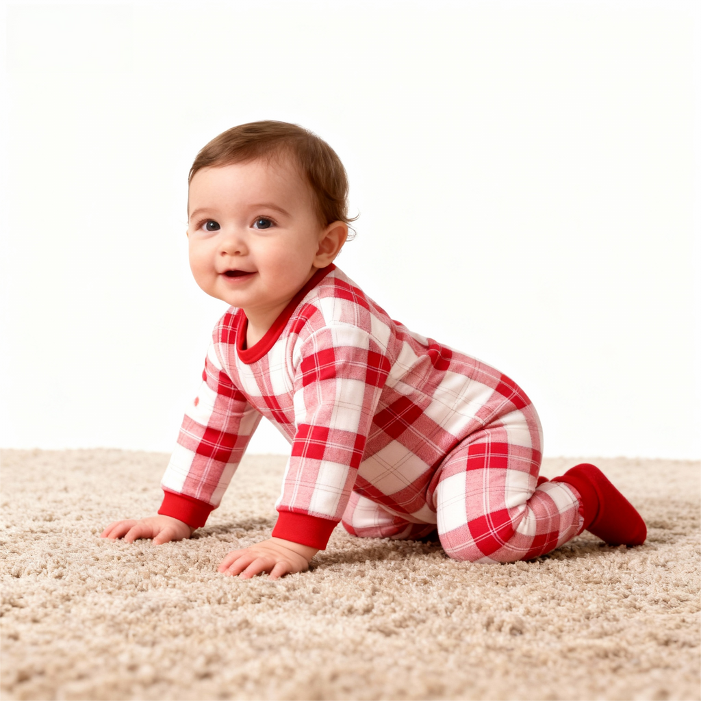 Matching Family Sleepwear Red White Plaid Christmas Pajamas Set