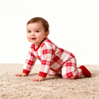Matching Family Sleepwear Red White Plaid Christmas Pajamas Set