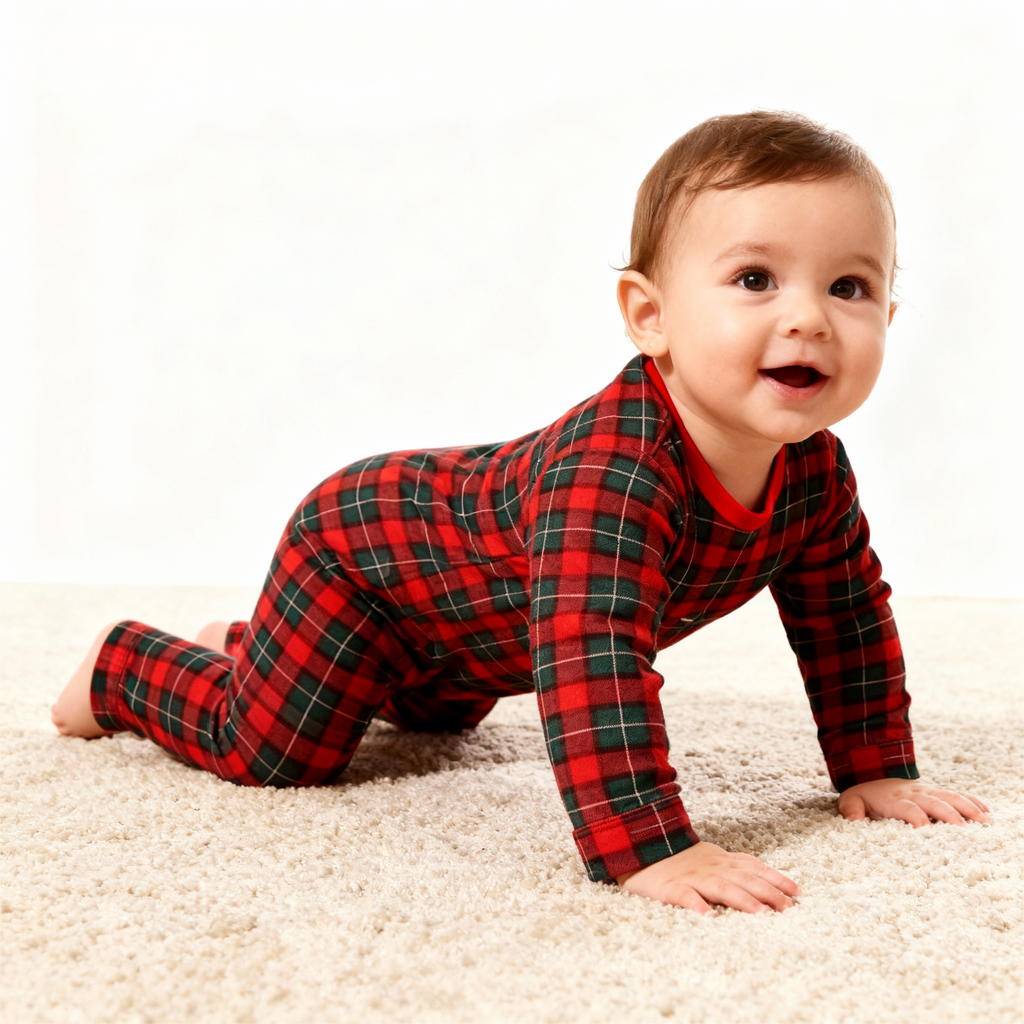 Christmas Red and Green Plaid Button Up Family Pajamas Sets