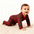 Christmas Red and Green Plaid Button Up Family Pajamas Sets