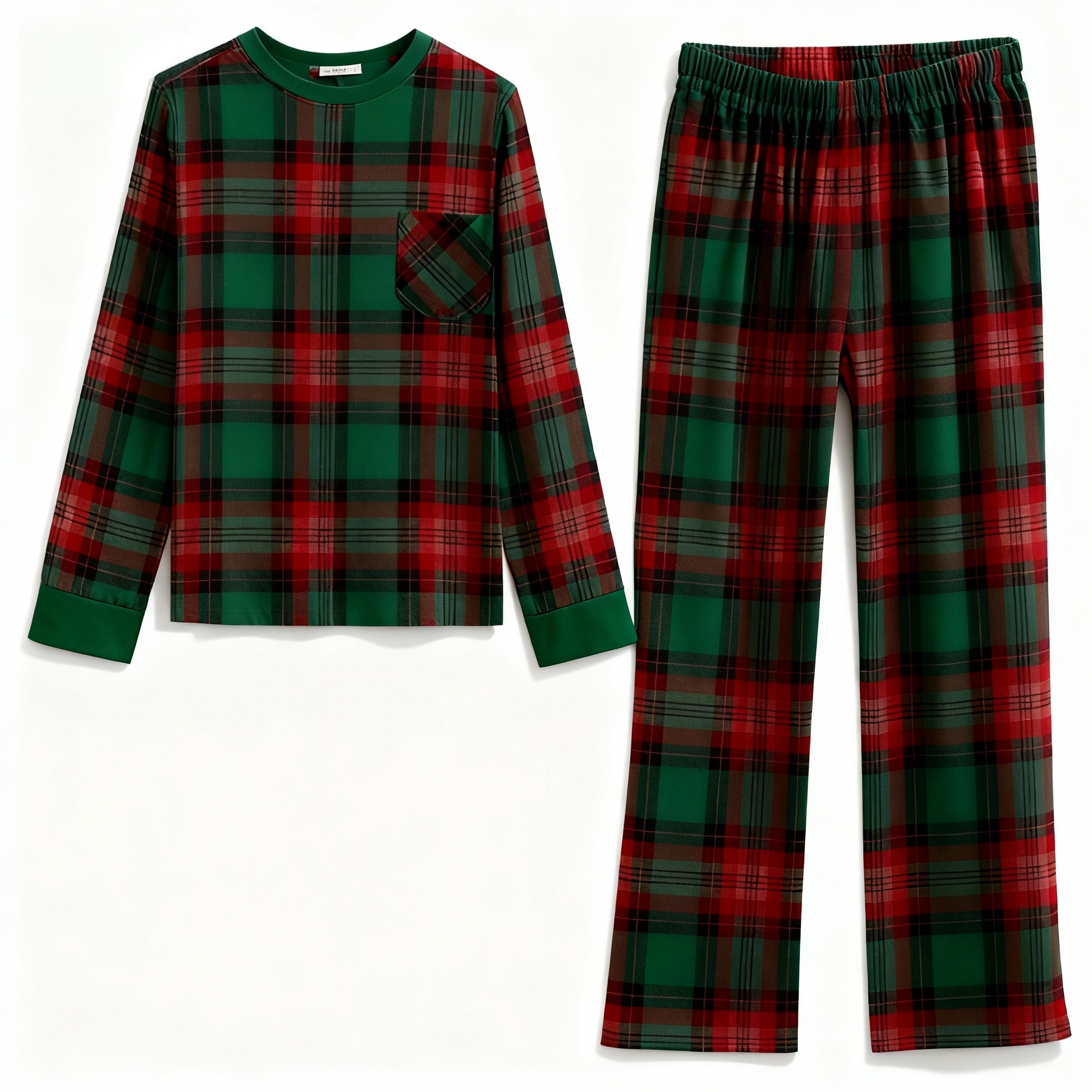 Family Green Red Plaid Matching Pajamas Set
