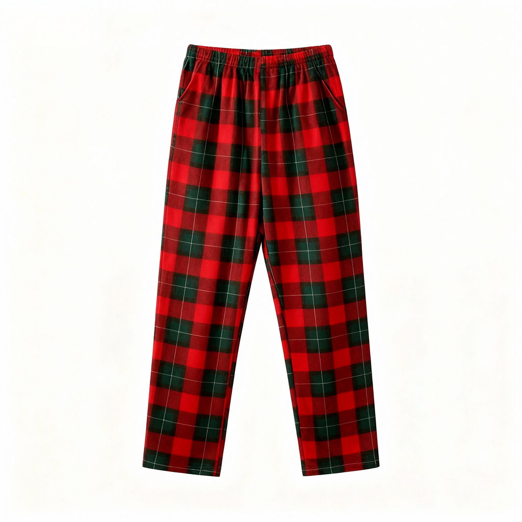 Matching Family Sleepwear Green Plaid Christmas Pajamas Set