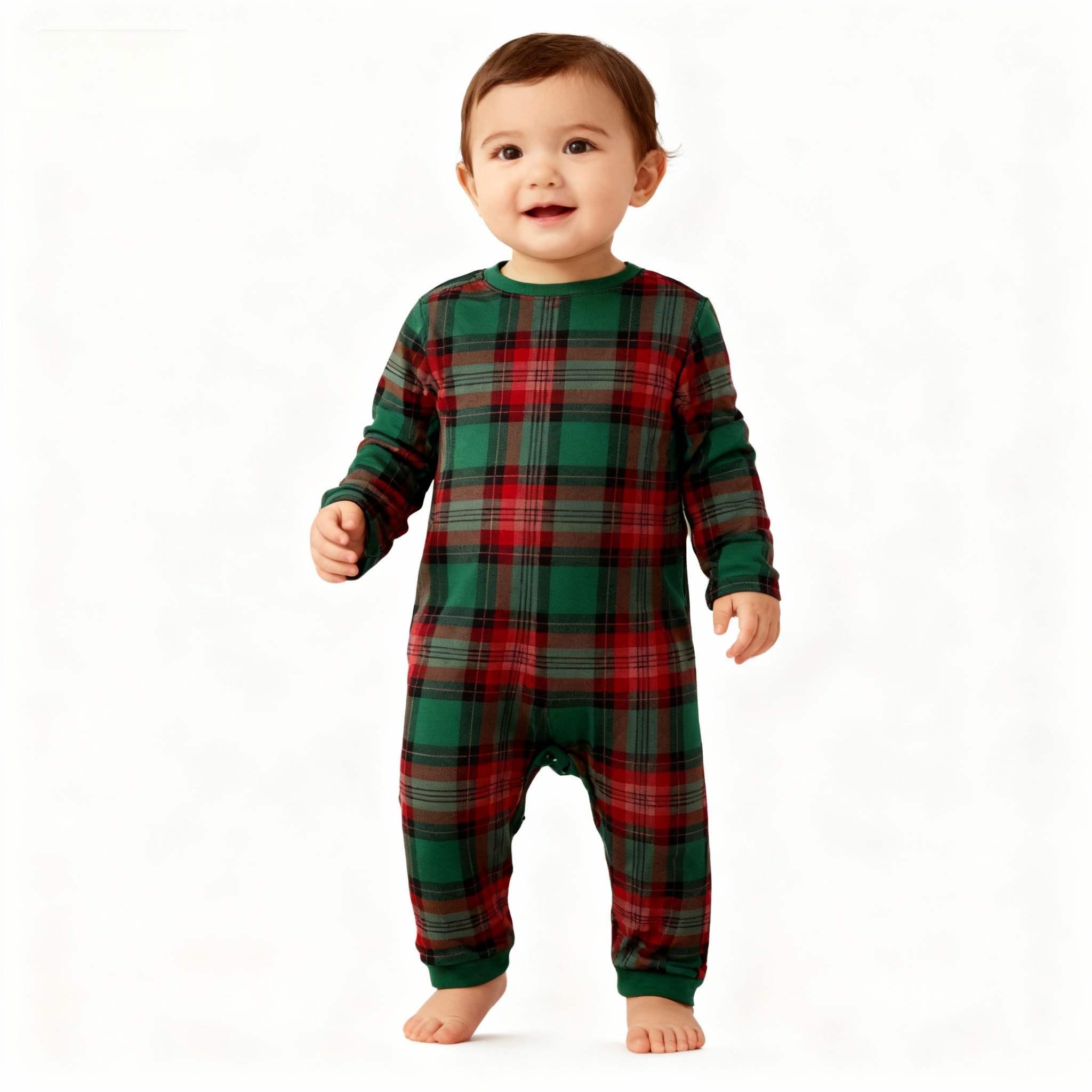 Family Green Red Plaid Matching Pajamas Set