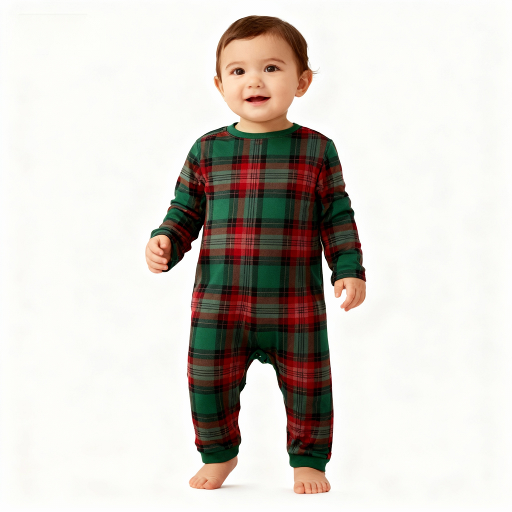 Family Green Red Plaid Matching Pajamas Set