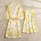 Summer Satin Robe & Nightgown Set - Breathable Sleepwear