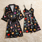Women's Loungewear Satin Robe & Slip Set