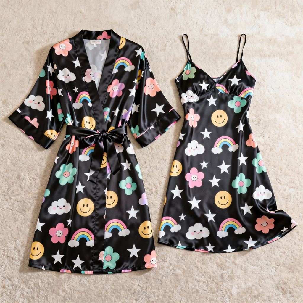 Lightweight Satin Robe & Nightgown Set