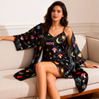 Women's Loungewear Satin Robe & Slip Set