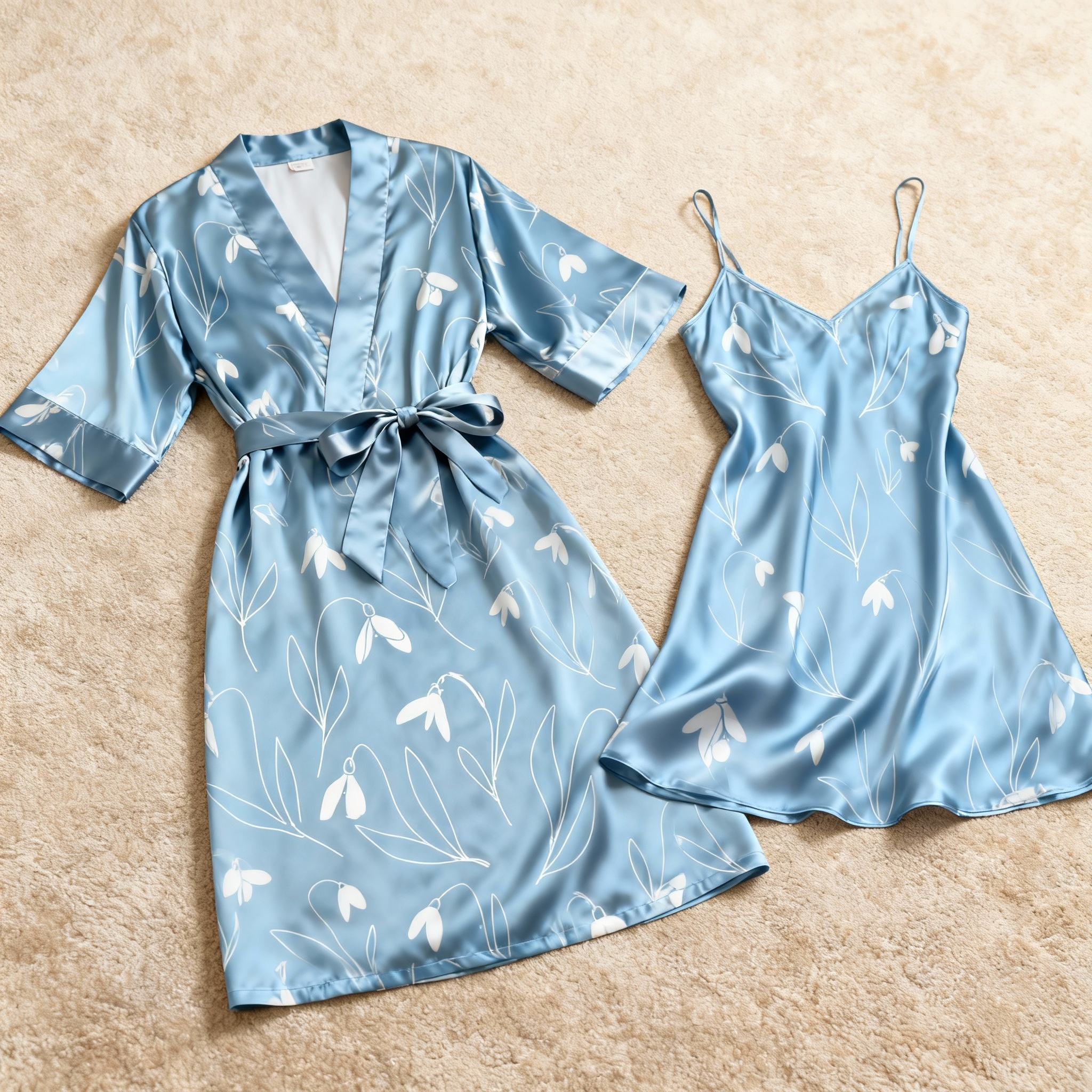 Whimsical Garden Satin Robe & Nightie Collection