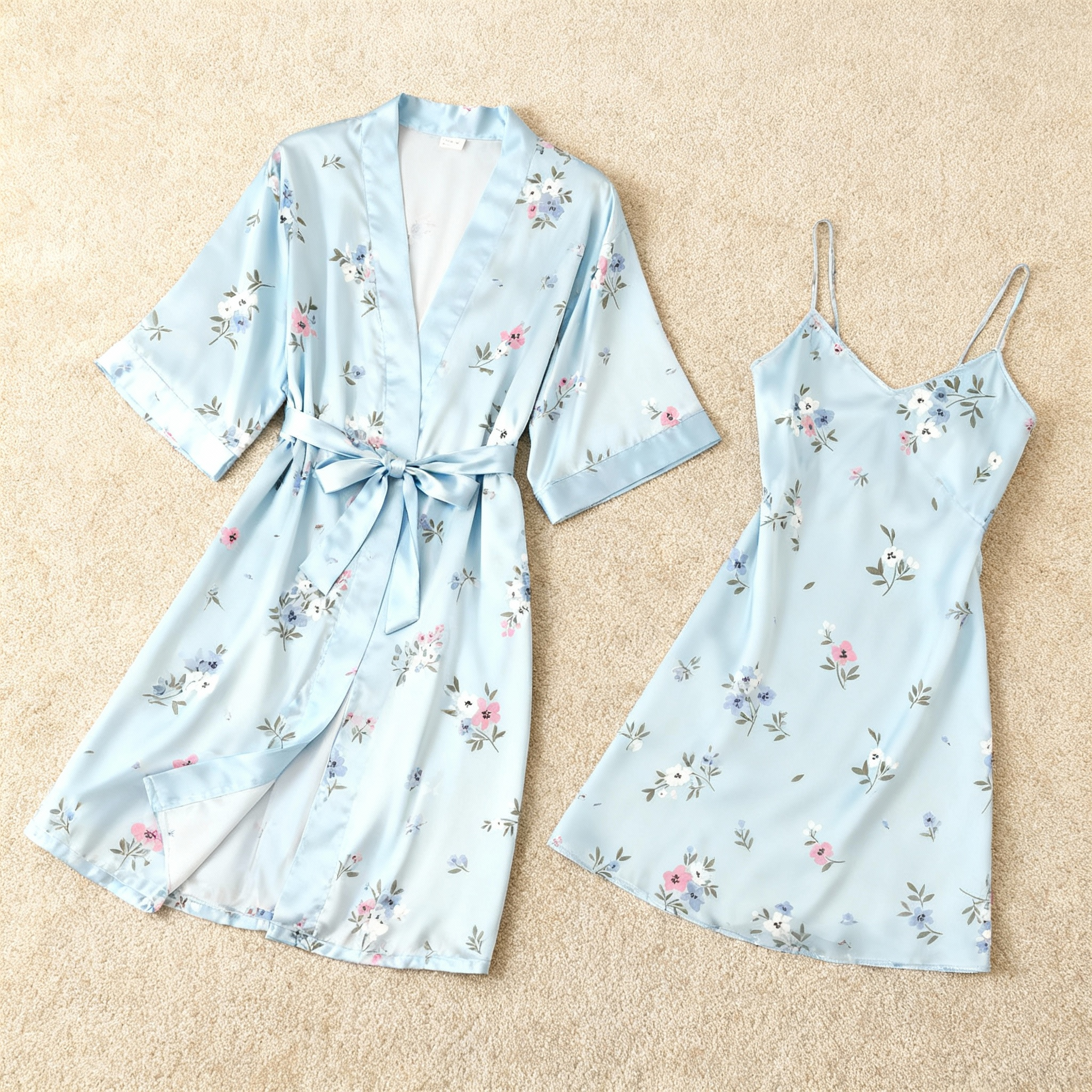 Soft-Touch Floral Satin Pajama Alternative Set