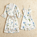 Sheer Luxury Floral Satin Robe & Nightie Collection