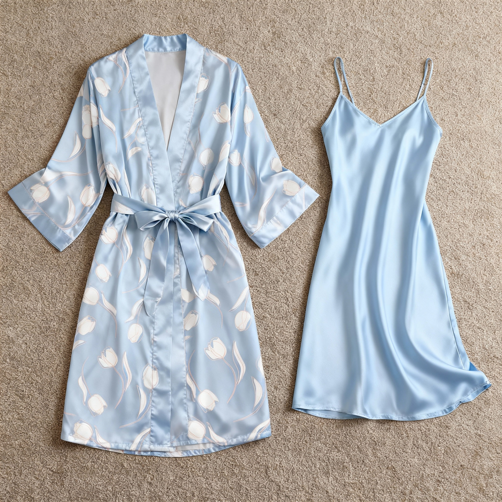 Garden Party Satin Robe with Matching Nightgown
