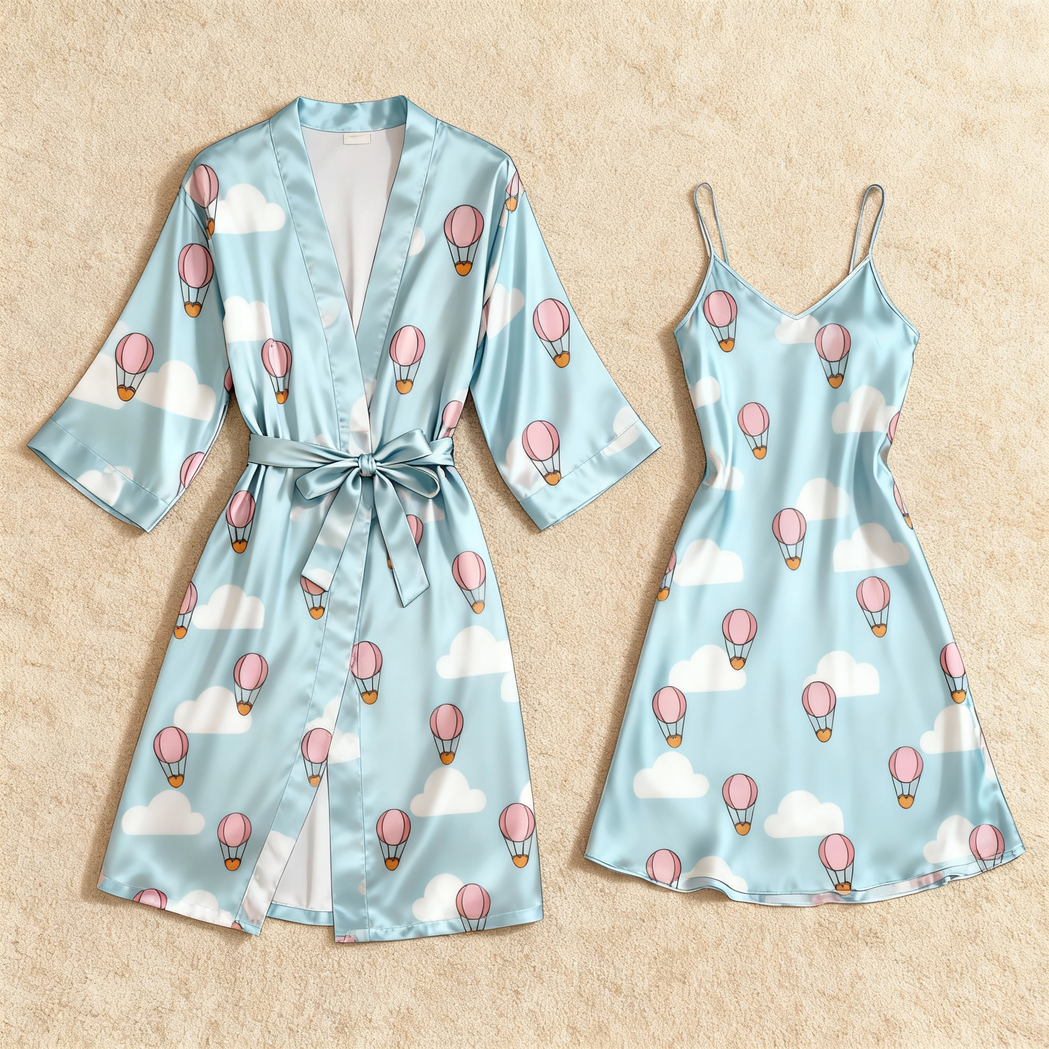 Satin Robe with Matching Nightgown Set