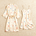Classic Floral Satin Bed Jacket & Gown