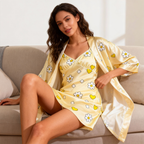 Summer Satin Robe & Nightgown Set - Breathable Sleepwear