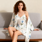 Sheer Luxury Floral Satin Robe & Nightie Collection