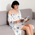 Floral Elegance: Silk-Like Satin Robe & Nightgown Set