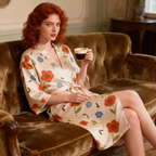 Luxury Floral Print Satin Robe and Chemise Set