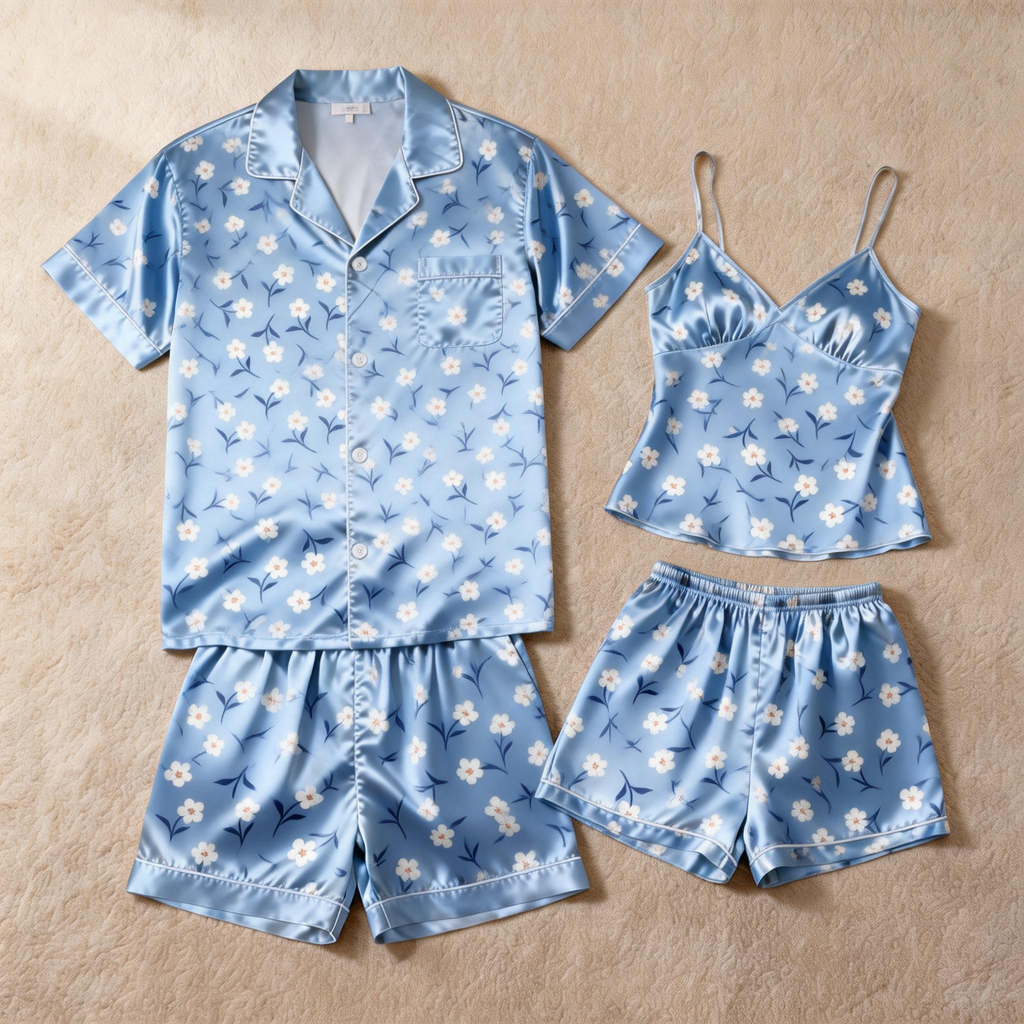 Classic Women Satin Pajamas Short Set