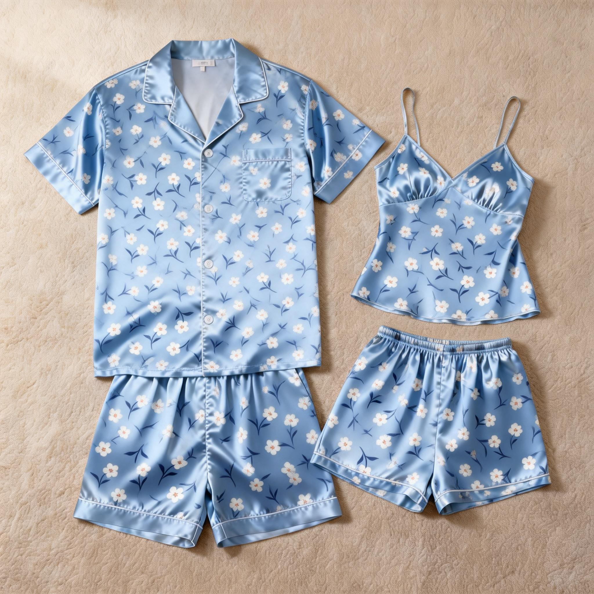 Classic Women Satin Pajamas Short Set