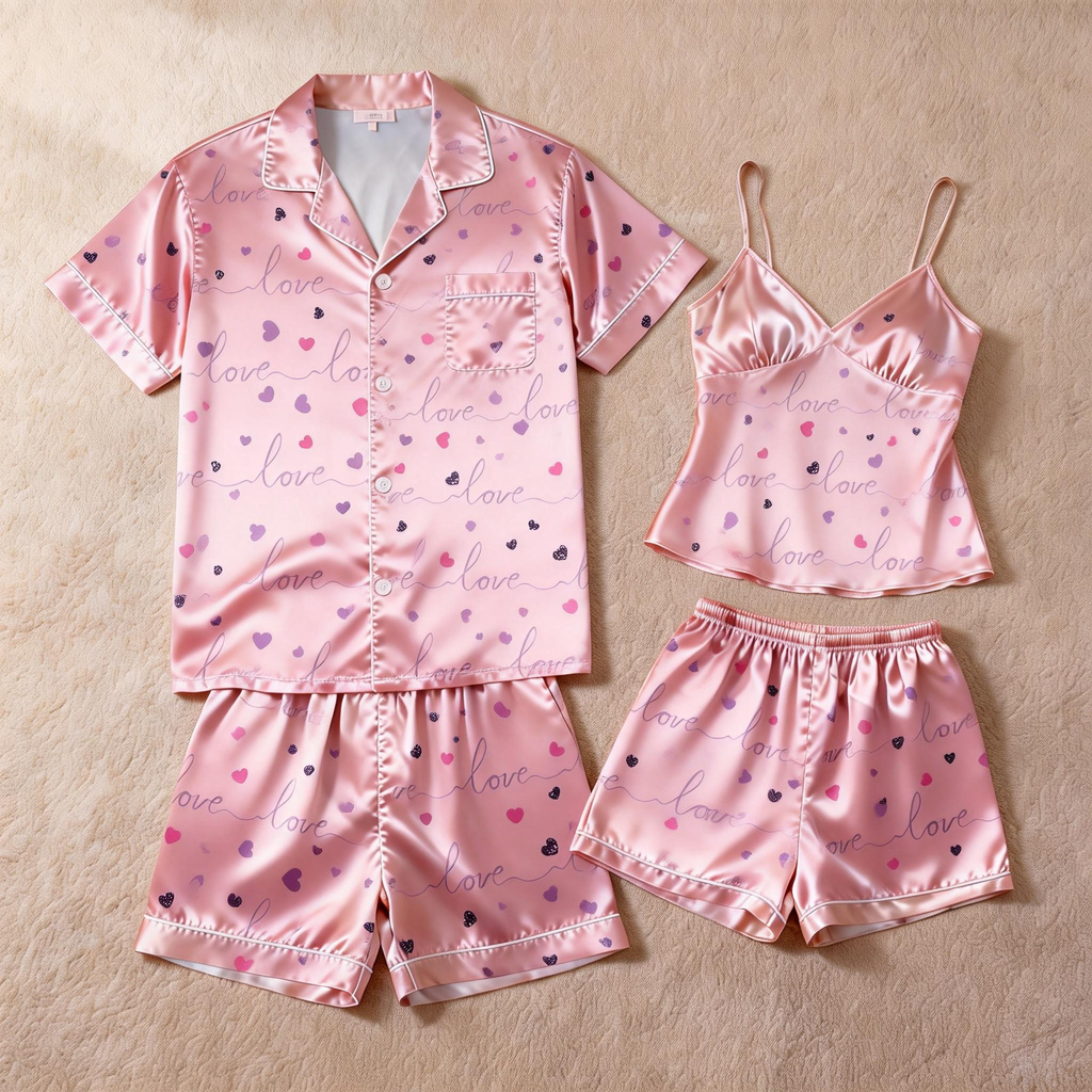Breathable Short Satin Pajamas for Women