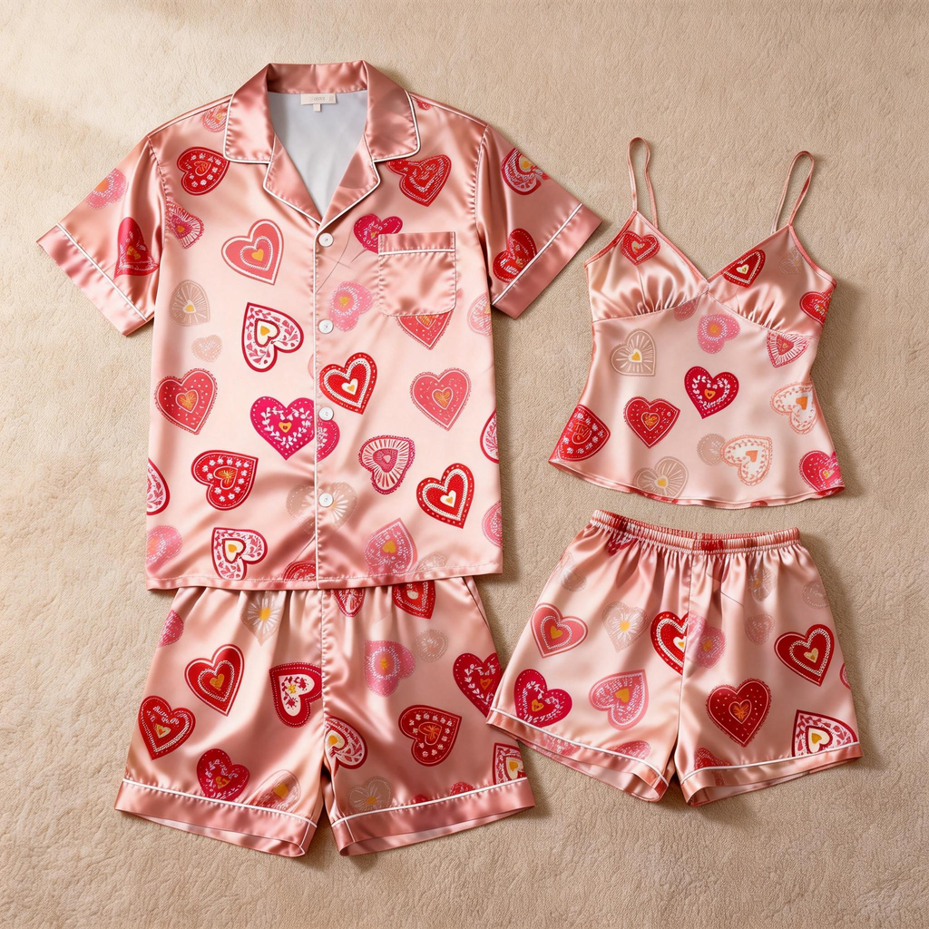 Ideal for Anniversaries: Matching Satin Couple Sleepwear