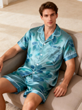 Men Classic Floral Satin Pajamas Short Set