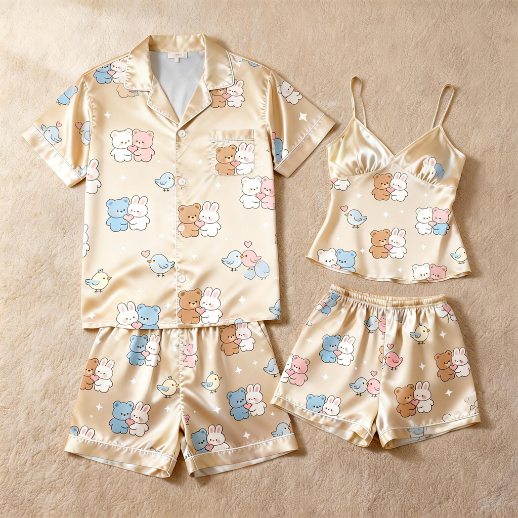 Premium Satin Fabric Women Pajamas Short Set