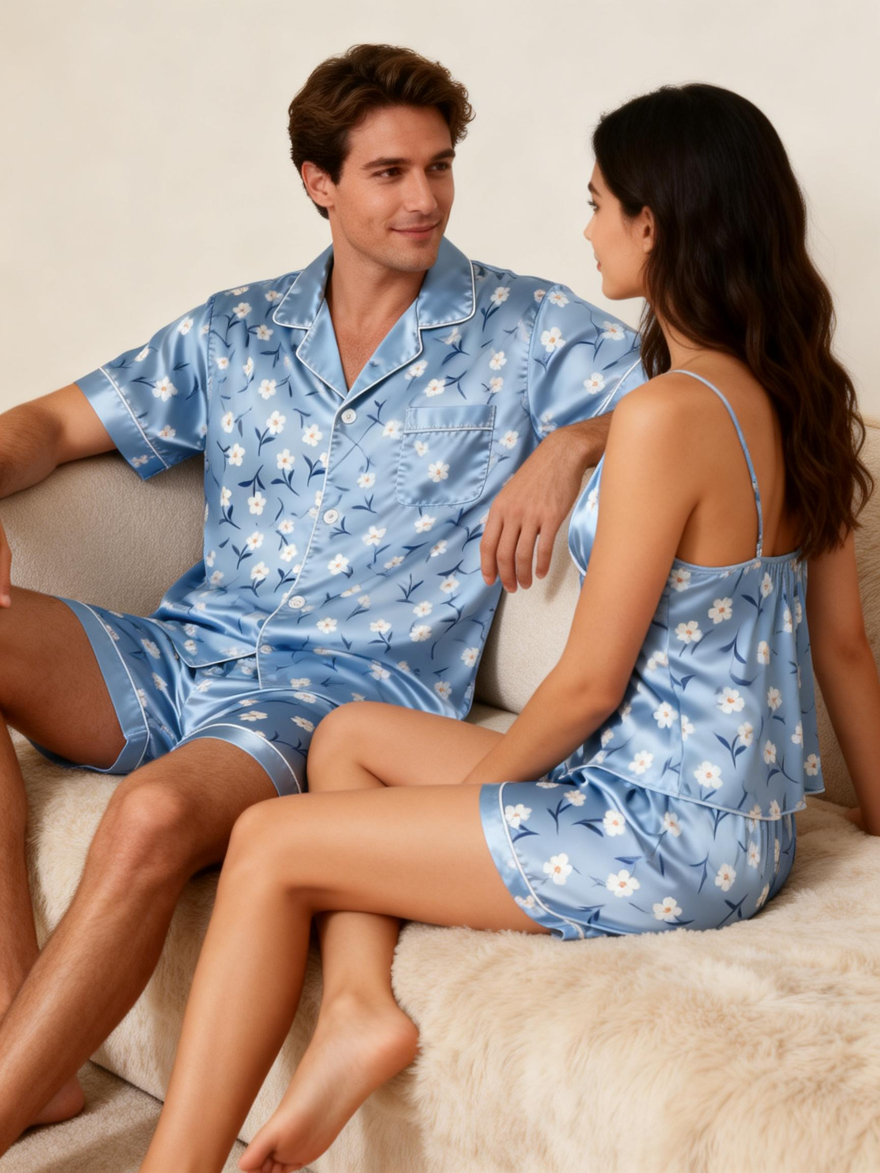 Classic Women Satin Pajamas Short Set