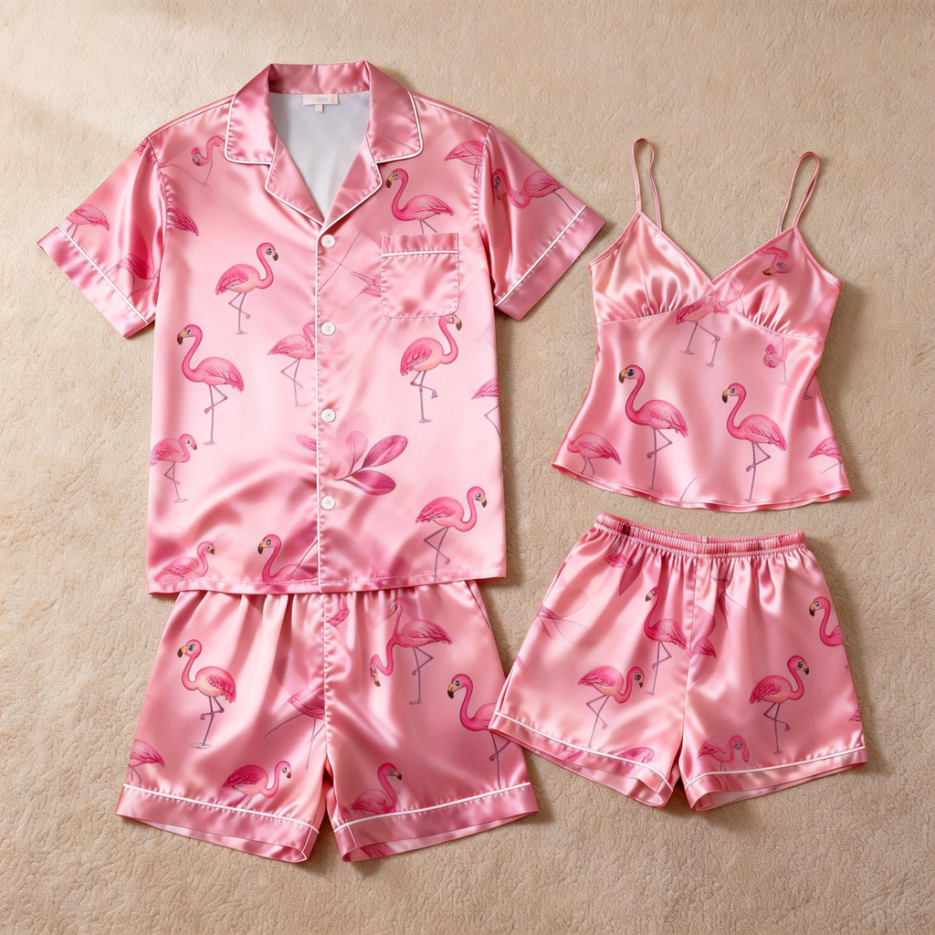 Relaxing Night In: Satin Short Pajamas for Couples