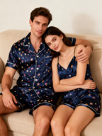 Couple's Nightwear: Classic Satin Pajamas Short Set