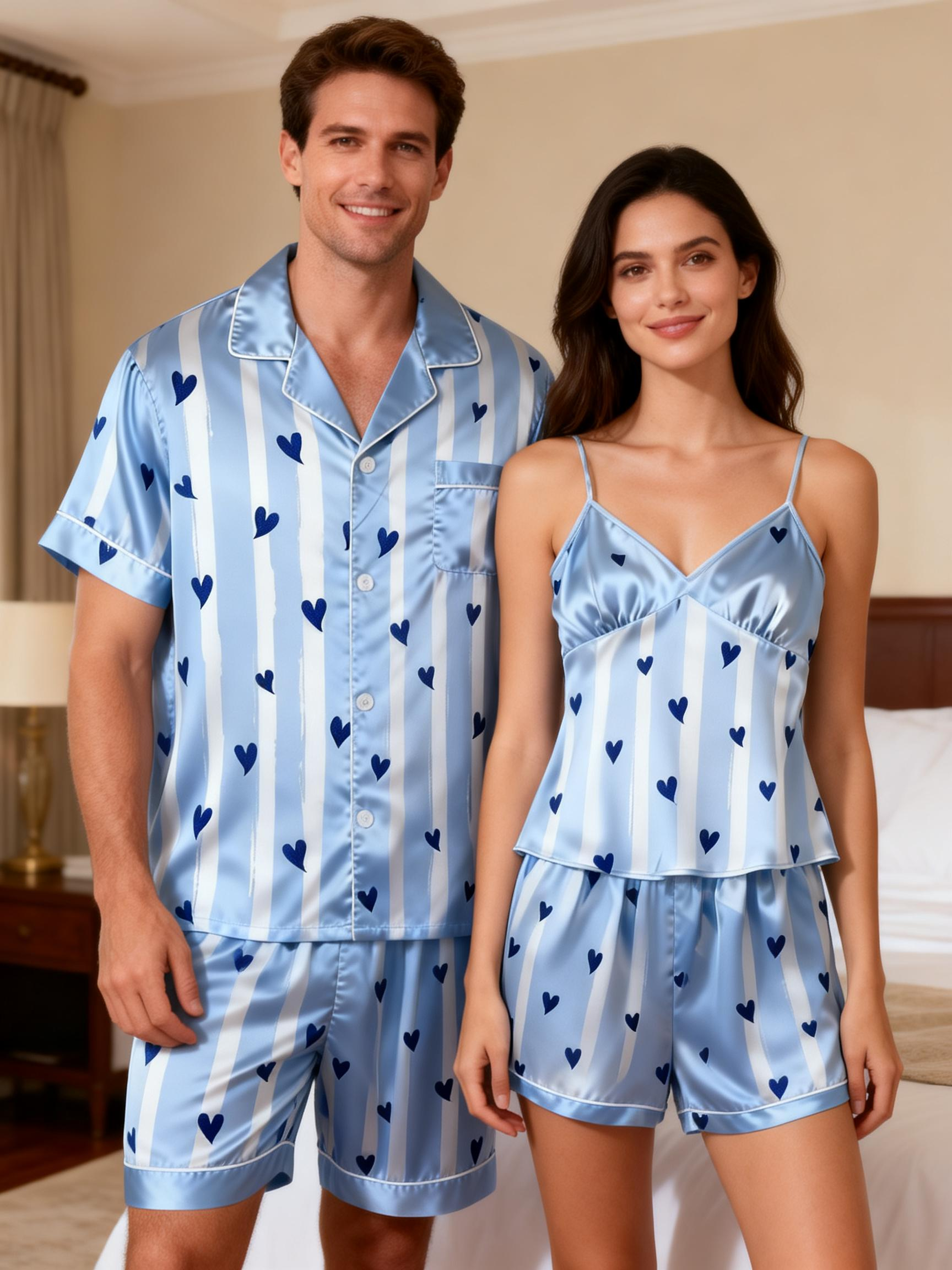 Silk Touch Satin Pajama Short Set for Couples