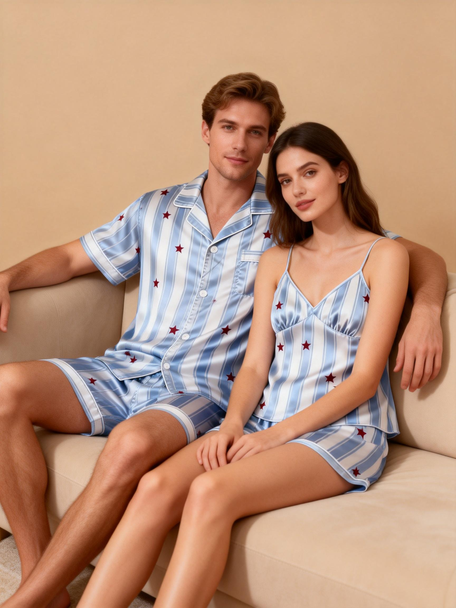 His & Her Silky Satin Pajamas ¨C Matching Sleep Set