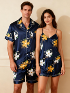 Silky Satin Pajamas for Him & Her ¨C Short Style Set
