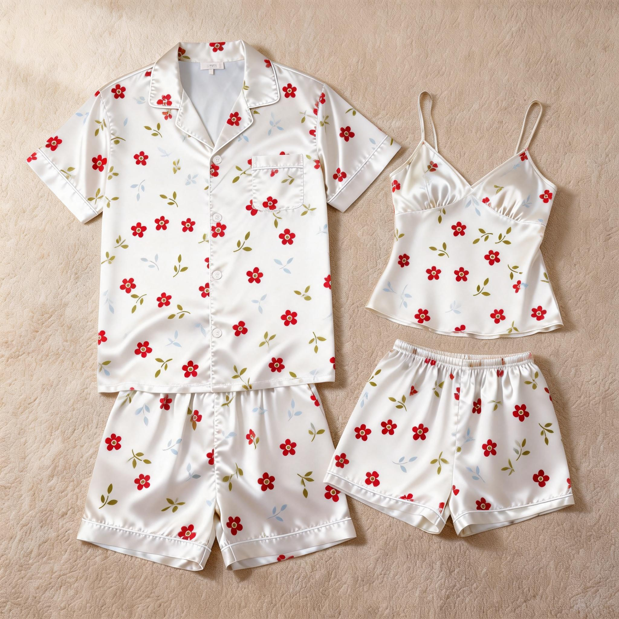Romantic Silky Sleep Set for Couples ¨C Satin Pajamas