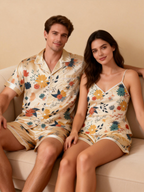 Silky Satin Sleepwear Gift Set for Couples ¨C Short Pajamas