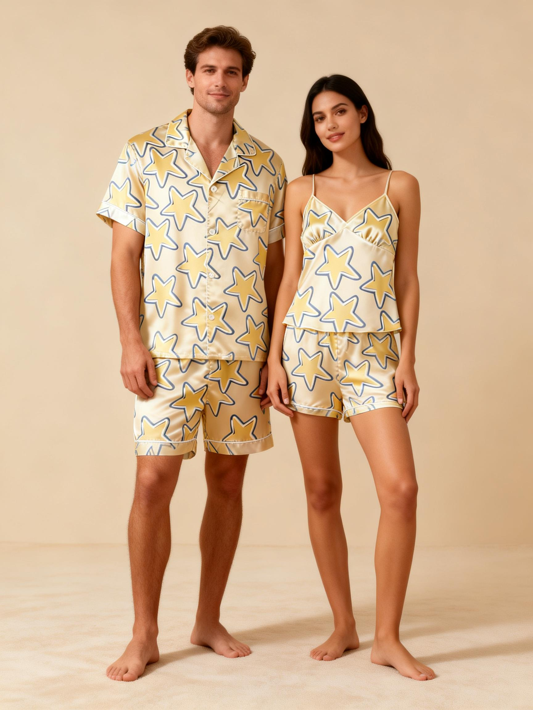 Couple¡¯s Silky Bedtime Set ¨C Satin Pajama Shorts