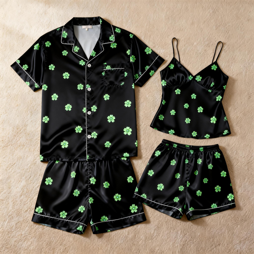 Silky Satin Matching Set for Him & Her ¨C Sleepwear Perfection