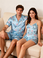 His & Her Satin Pajama Shorts Set ¨C Classic Comfort