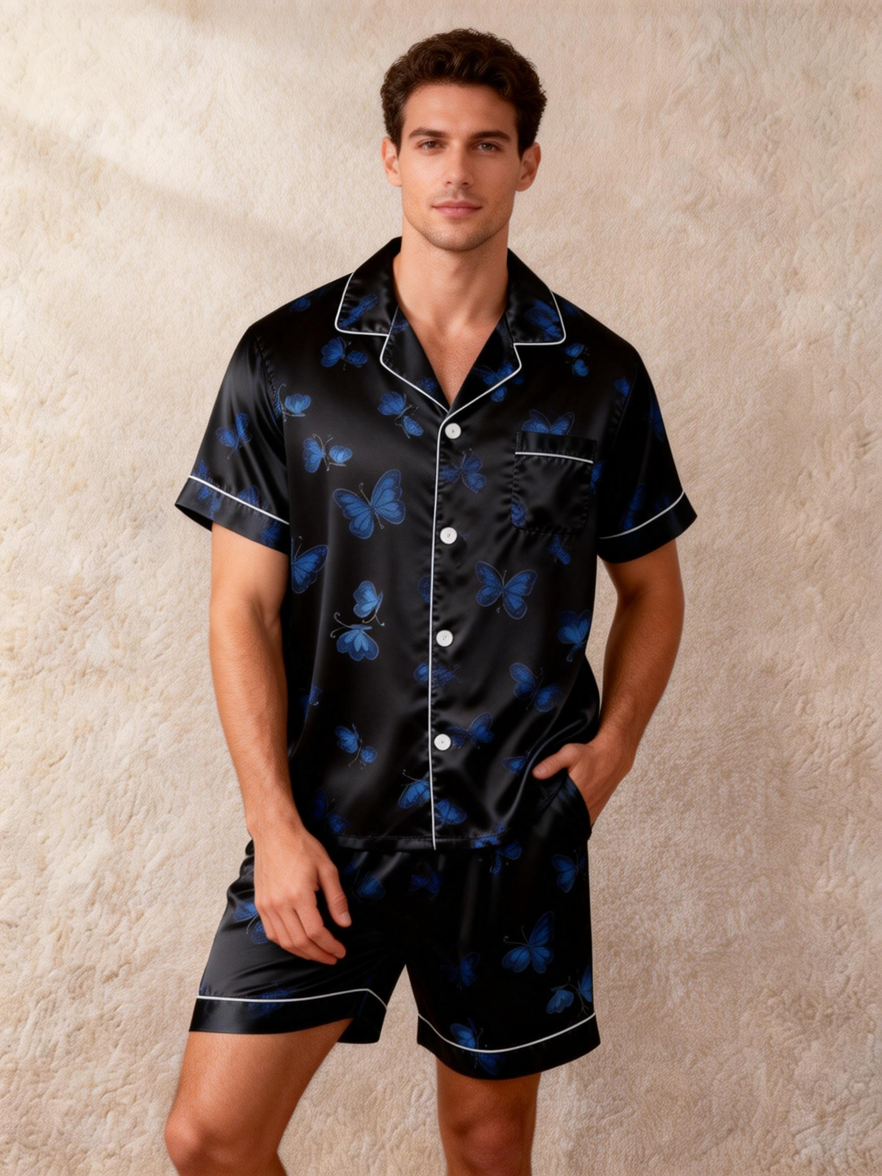 Premium Satin Couple Pajamas ¨C Short Style