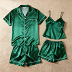 Silky Satin Striped Printed Sleep Set for Men-Royal